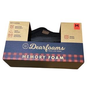 Dearfoams Slippers Mens Size M 9-10 Black New Memory Foam Wool Blend